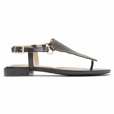 Sandálias Rockport Total Motion Zosia Perforated Thong Mulher Pretas PT-91645